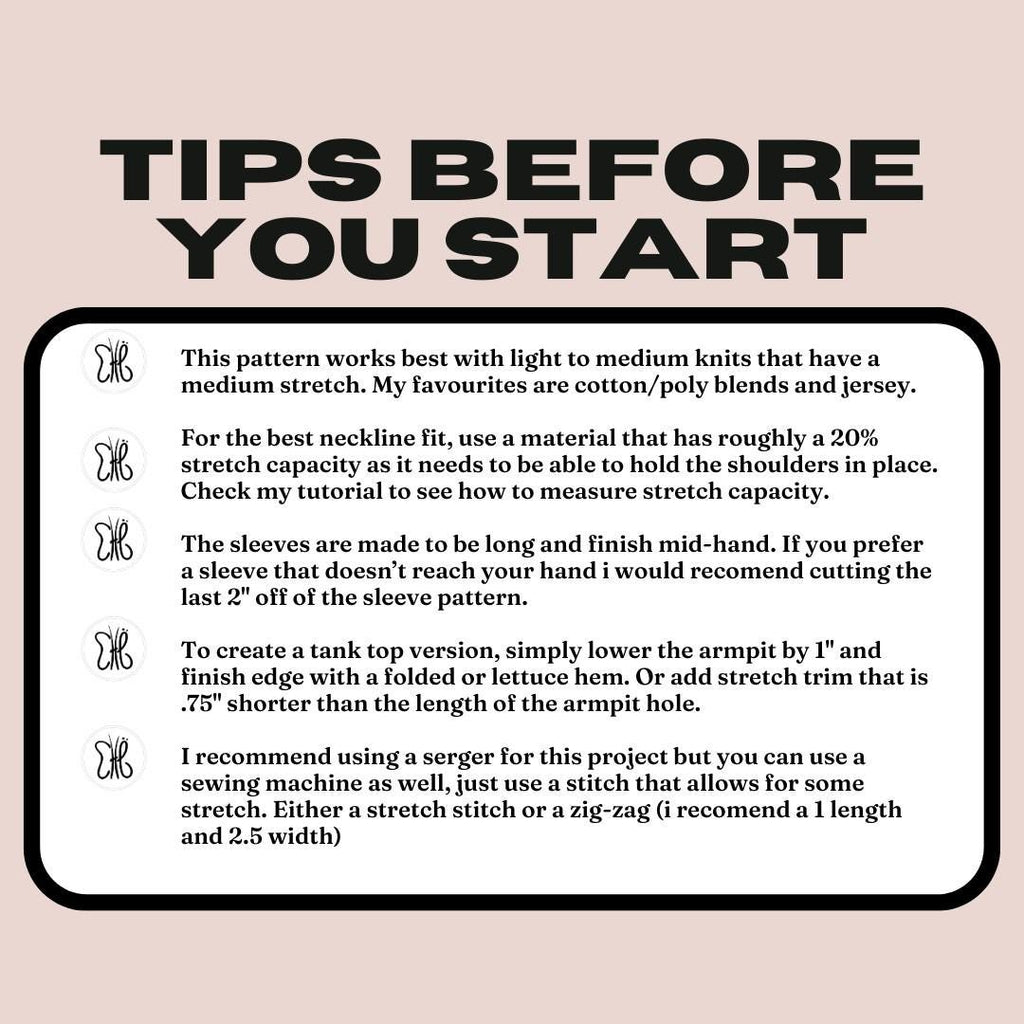 Ballerina Top Sewing Pattern: XS-XXL |  (Pdf download)