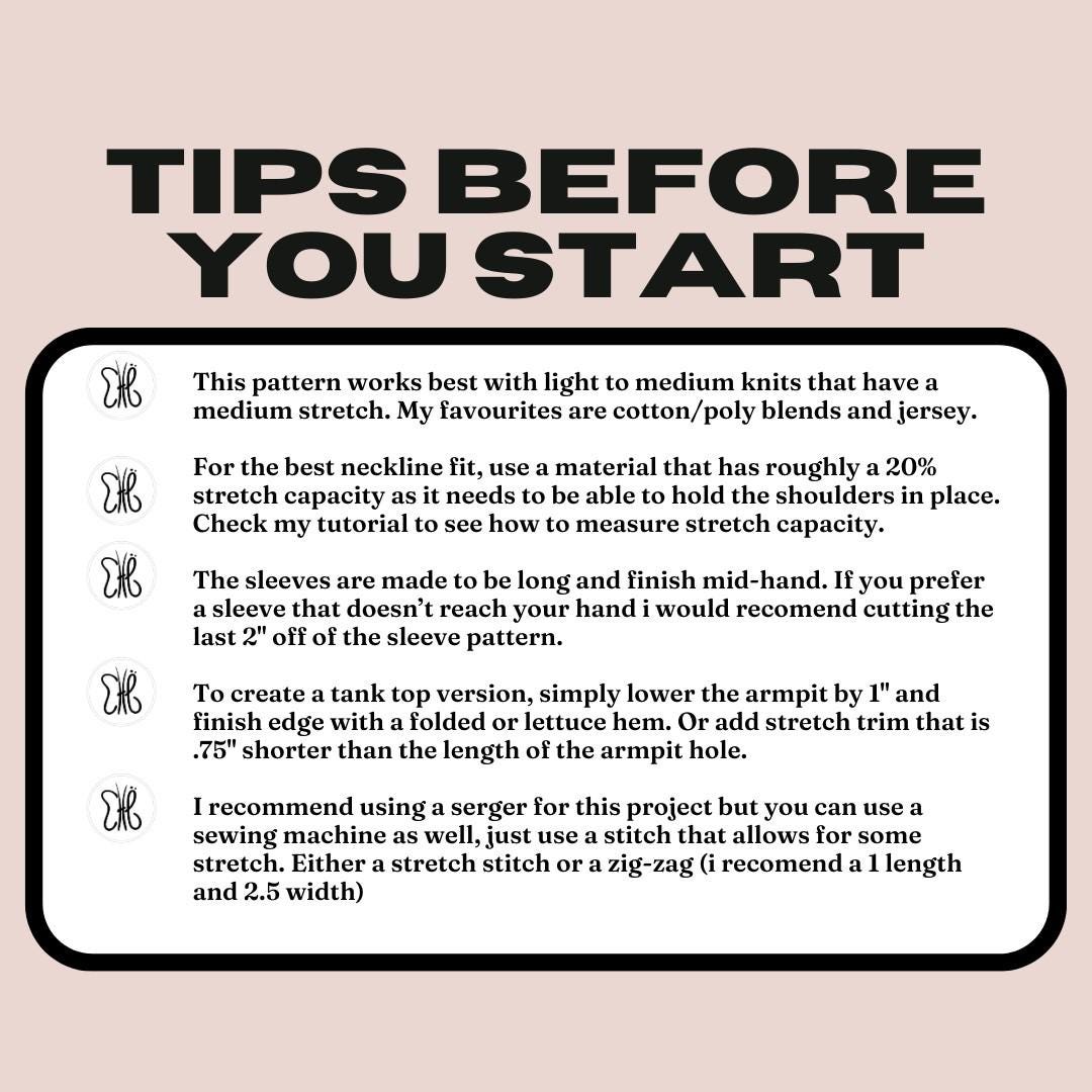 Ballerina Top Sewing Pattern: XS-XXL |  (Pdf download)