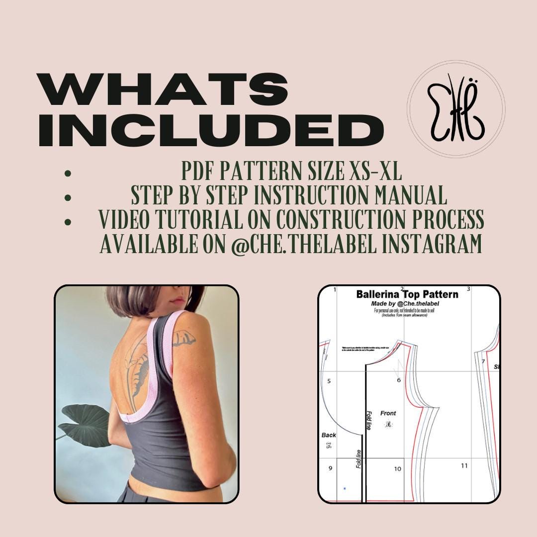 Ballerina Top Sewing Pattern: XS-XXL |  (Pdf download)