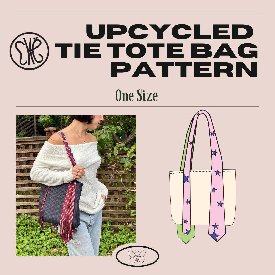 Upcycled Tie Tote Bag Sewing Pattern: Beginner  (PDF Pattern)