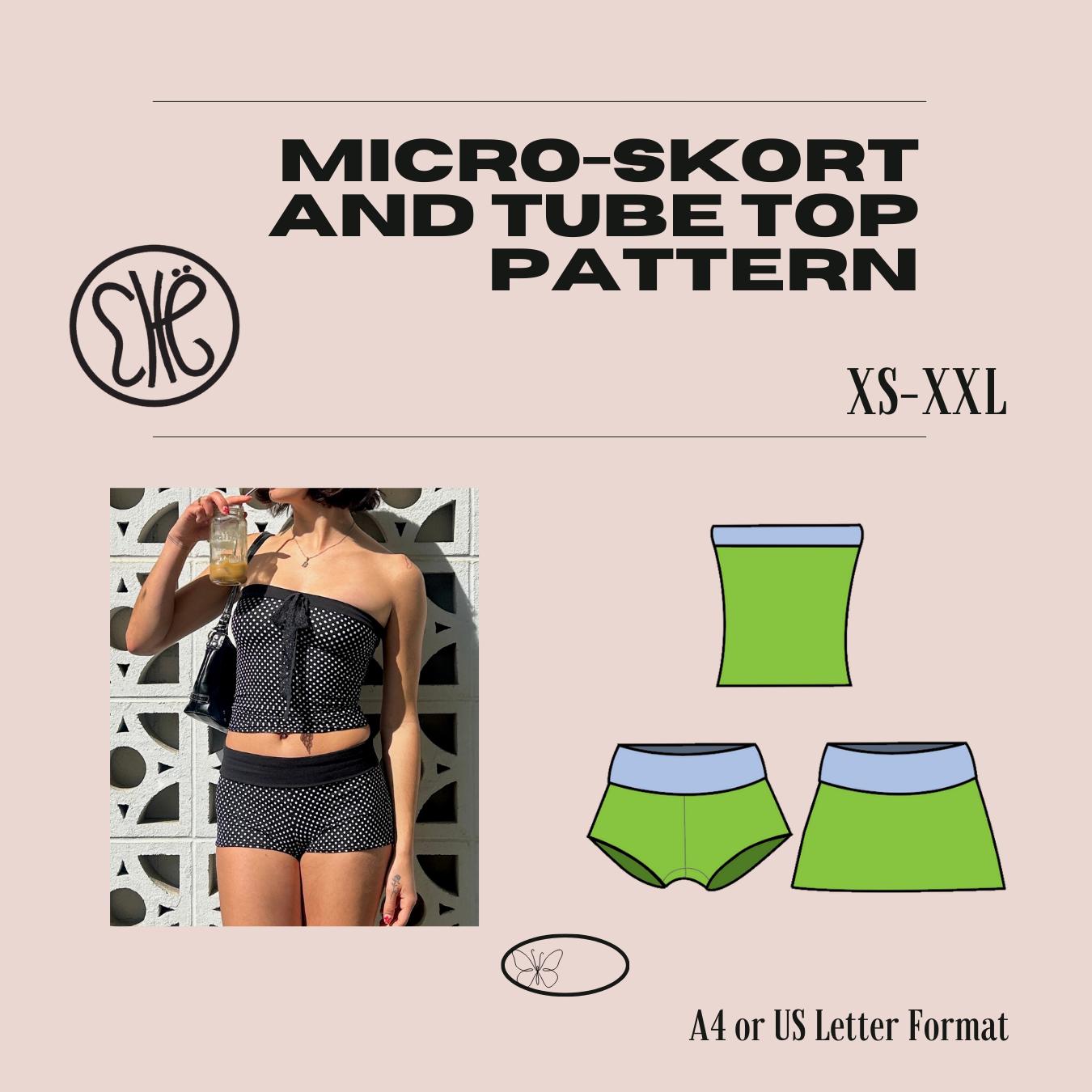 Micro-Short/Skort and Tube Top Pattern XS-XXL | (Pdf download)