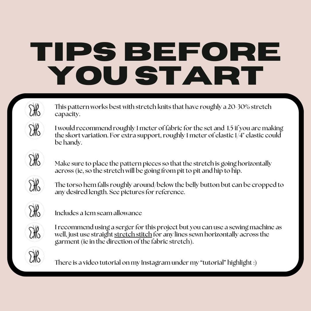 Micro-Short/Skort and Tube Top Pattern XS-XXL | (Pdf download)