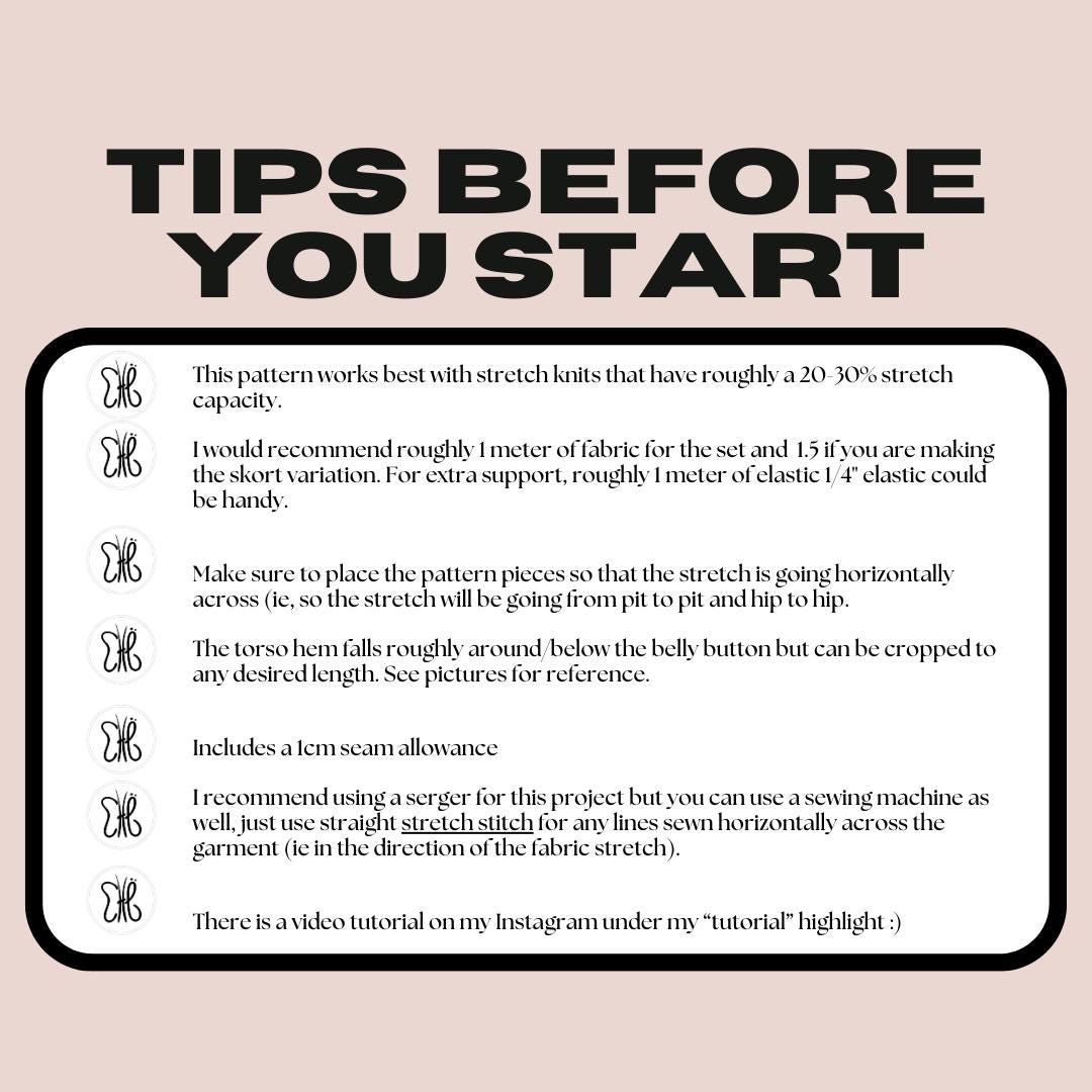 Micro-Short/Skort and Tube Top Pattern XS-XXL | (Pdf download)