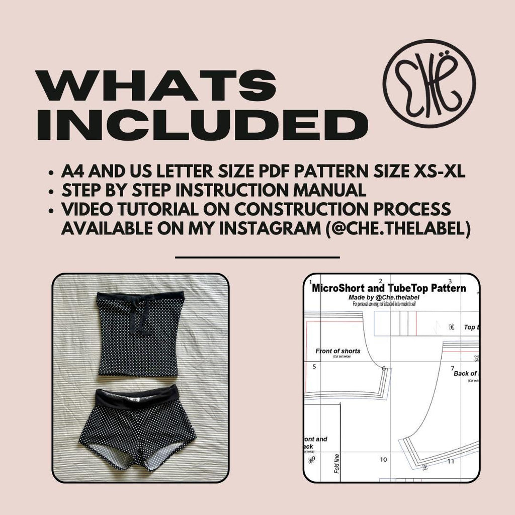 Micro-Short/Skort and Tube Top Pattern XS-XXL | (Pdf download)