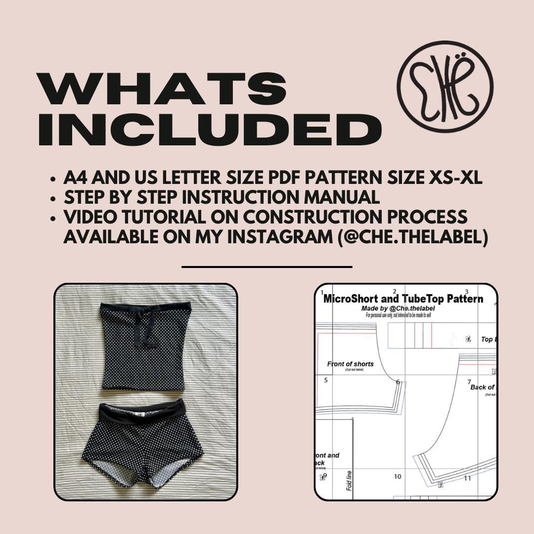 Micro-Short/Skort and Tube Top Pattern XS-XXL | (Pdf download)